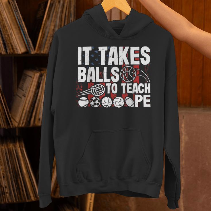 It Takes Balls To Teach Pe Teacher Chaos Coordinator US Flag Unisex Hoodie, Pe Teacher Hoodies, gift for family, gift for coworker It Takes Balls To Teach Pe Teacher Chaos Coordinator US Flag Unisex Hoodie, Pe Teacher Hoodies, gift for family, gift for coworker