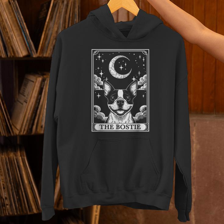 Tarot Card Vintage Crescent Moon Boston Terrier Dog Mom Unisex Hoodie, Boston Terrier Mom Hoodies, Boston Terrier Tarot Hoodies, gift for family, gift for coworker