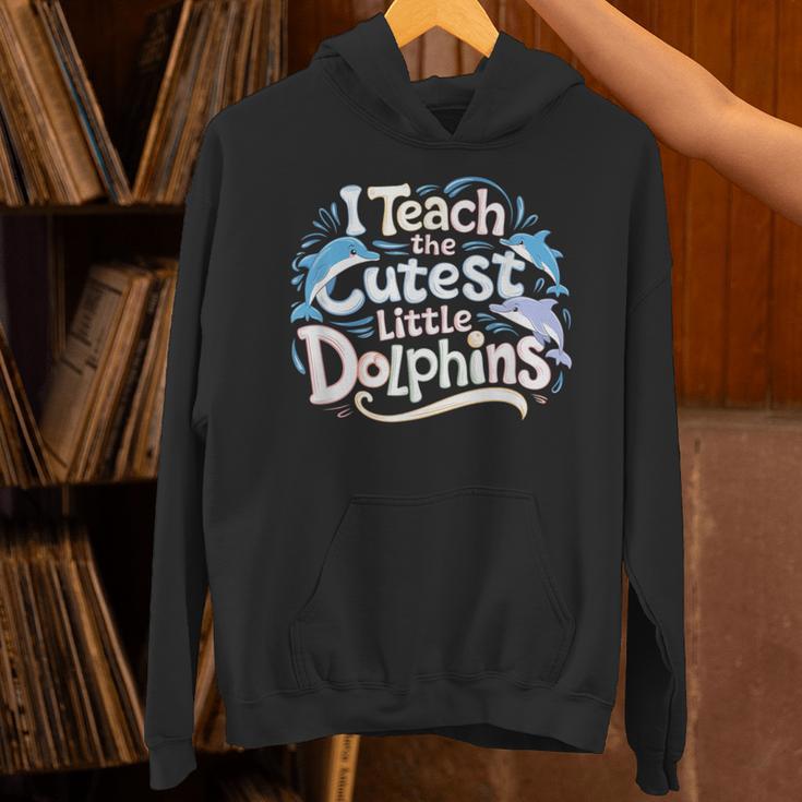 I Teach The Cutest Little Dolphins Cute Animal Teacher Unisex Hoodie, gift for family, gift for coworker