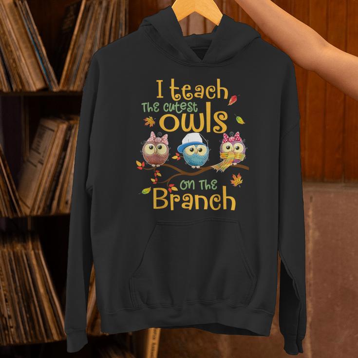 I Teach The Cutest Owls On The Branch Teacher Fall Autumn Unisex Hoodie, gift for family, gift for coworker
