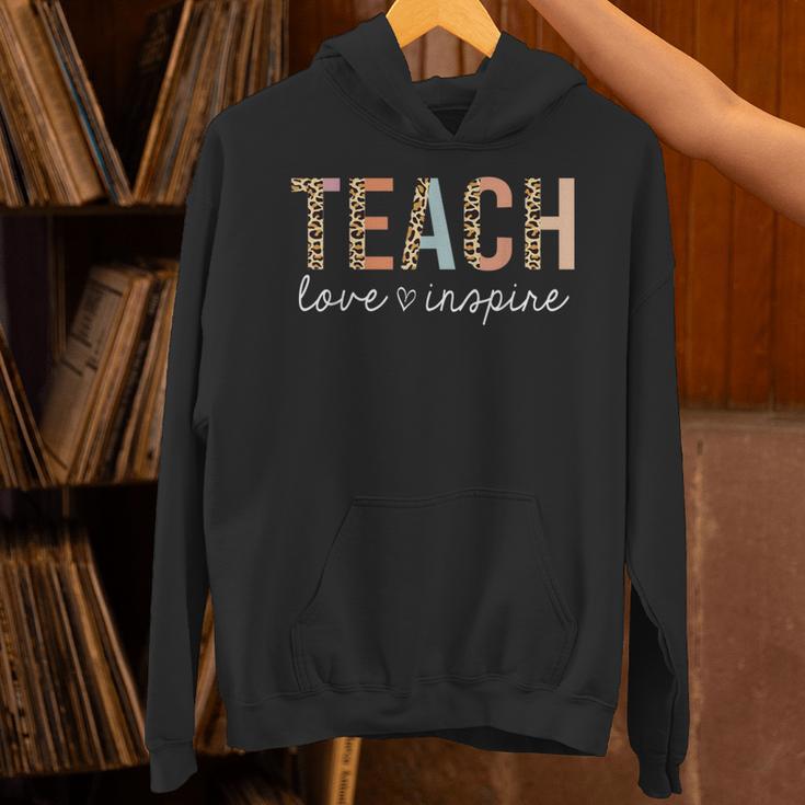 Teach Love Inspire Leopard Back To School Cute Teacher Men Women Girls Kids Unisex Hoodie, gift for family, gift for coworker Teach Love Inspire Leopard Back To School Cute Teacher Men Women Girls Kids Unisex Hoodie, gift for family, gift for coworker