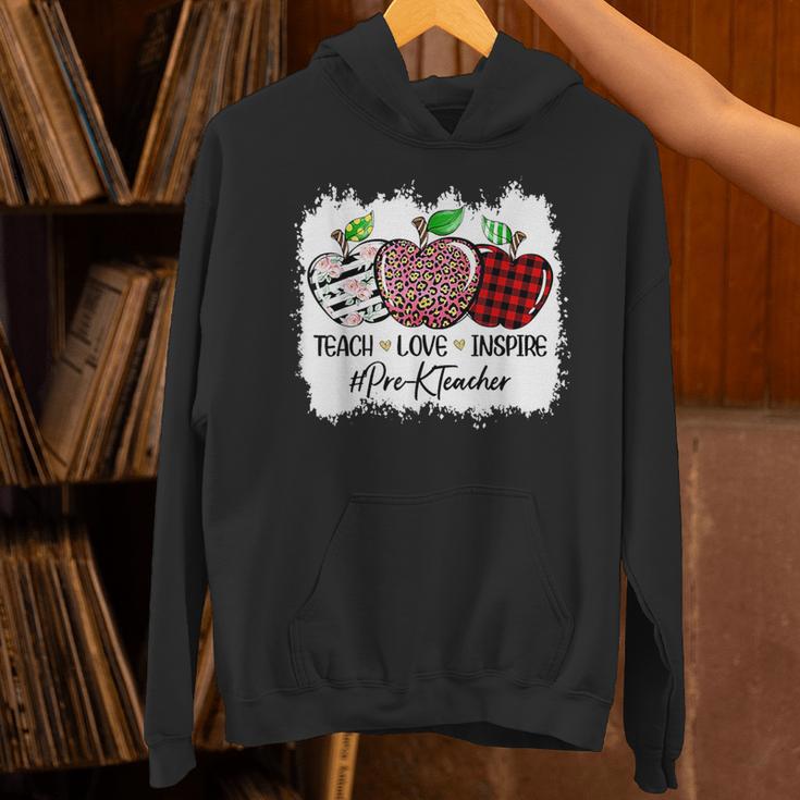 Teach Love Inspire Pre-k Teacher Apple Leopard Red Plain Unisex Hoodie, gift for family, gift for coworker