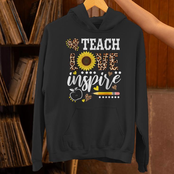 TEACH LOVE INSPIRE Teacher Sunflower Appreciation Unisex Hoodie, gift for family, gift for coworker TEACH LOVE INSPIRE Teacher Sunflower Appreciation Unisex Hoodie, gift for family, gift for coworker