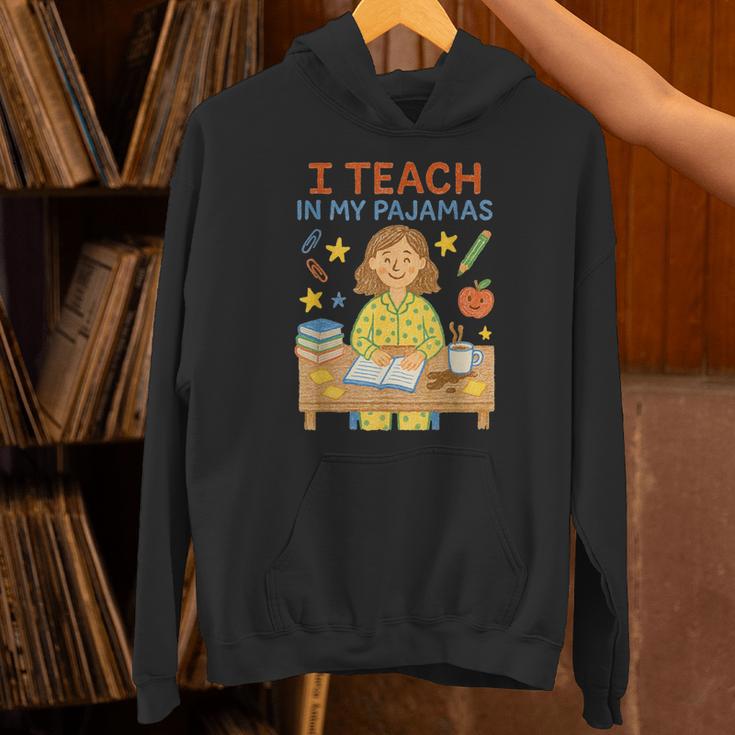 I Teach In My Pajamas Crayon Home School Teacher PJs Unisex Hoodie, gift for family, gift for coworker
