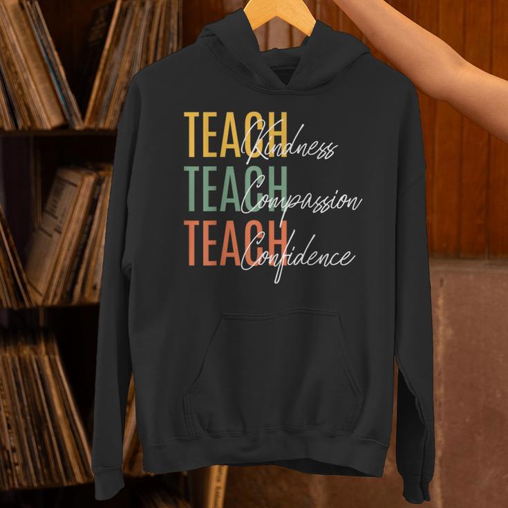 Teacher Kindness Compassion Confidence Teaching Unisex Hoodie, gift for family, gift for coworker Teacher Kindness Compassion Confidence Teaching Unisex Hoodie, gift for family, gift for coworker