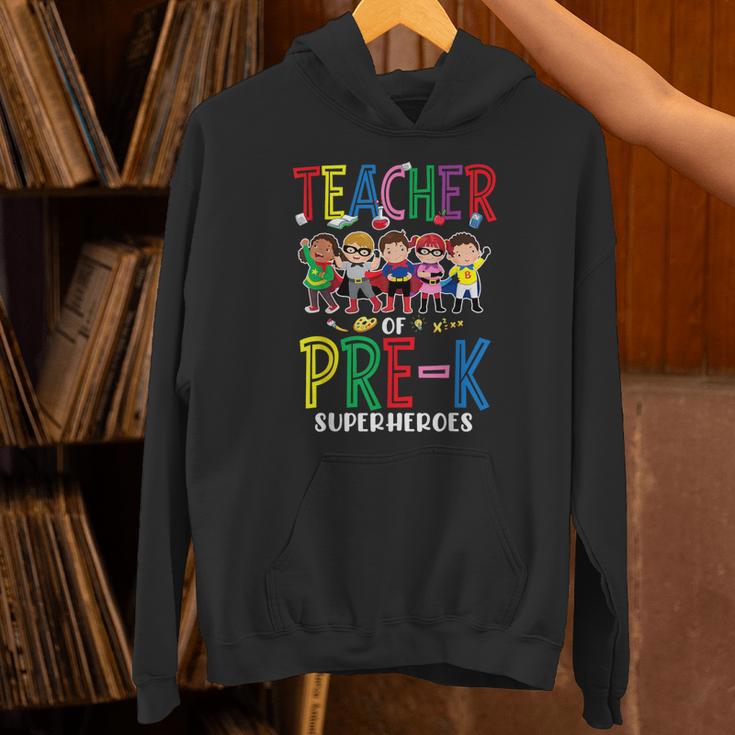 Teacher Of Pre K Superheroes Teacher New School Year Men Women Unisex Hoodie, gift for family, gift for coworker