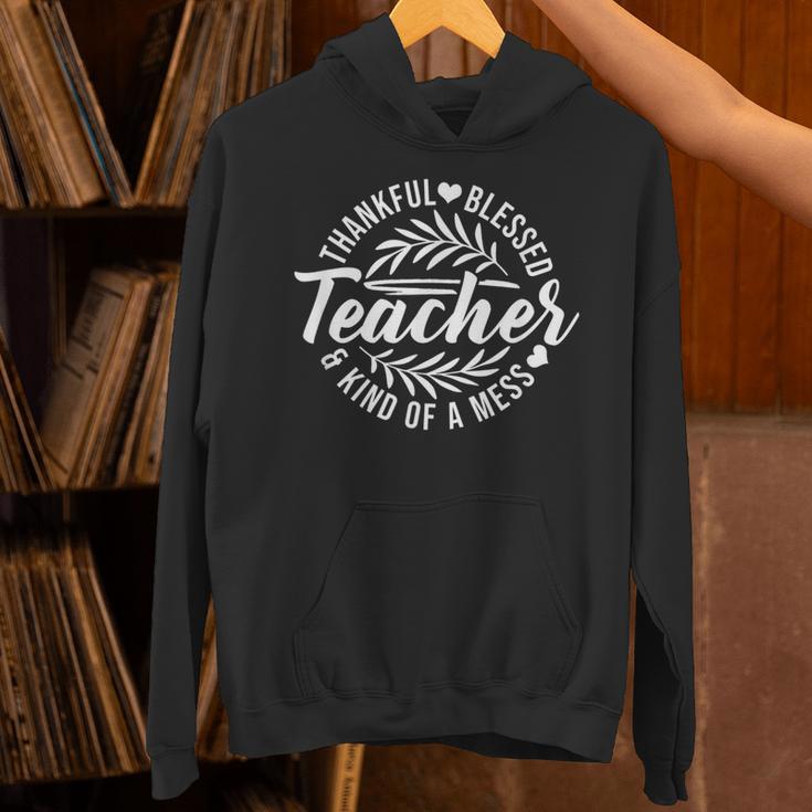 Teacher Thankful Blessed & Kind Of A Mess Hearts Cute Unisex Hoodie, gift for family, gift for coworker Teacher Thankful Blessed & Kind Of A Mess Hearts Cute Unisex Hoodie, gift for family, gift for coworker