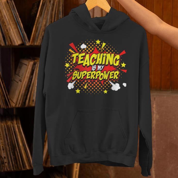 Teaching Is My Superpower Retro Comic Teacher Unisex Hoodie, gift for family, gift for coworker Teaching Is My Superpower Retro Comic Teacher Unisex Hoodie, gift for family, gift for coworker