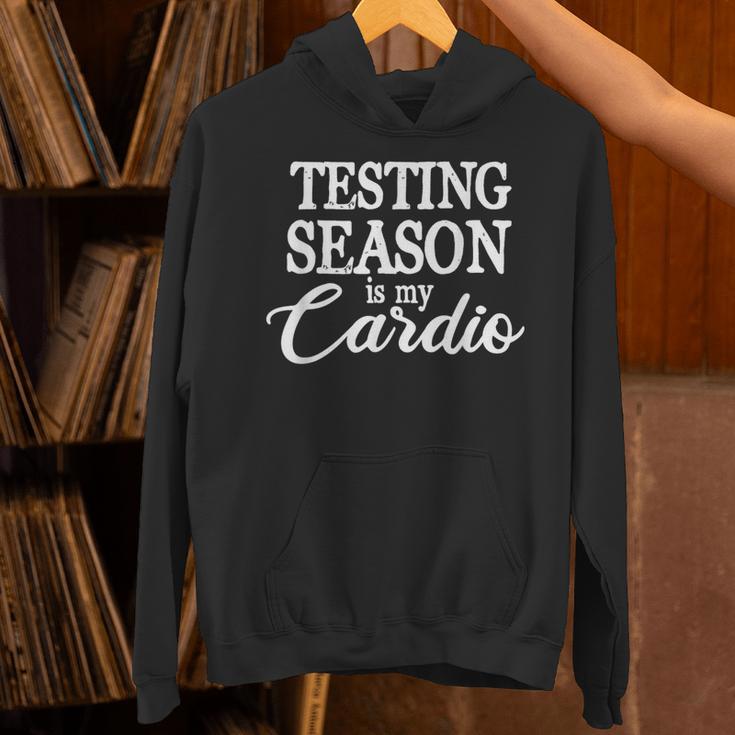 Testing Season Is My Cardio Teacher Test Day Unisex Hoodie, gift for family, gift for coworker Testing Season Is My Cardio Teacher Test Day Unisex Hoodie, gift for family, gift for coworker
