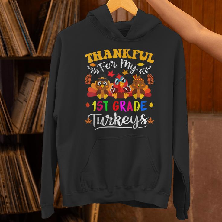 Thankful For My 1st Grade Turkeys Thanksgiving Teacher Fall Unisex Hoodie, gift for family, gift for coworker