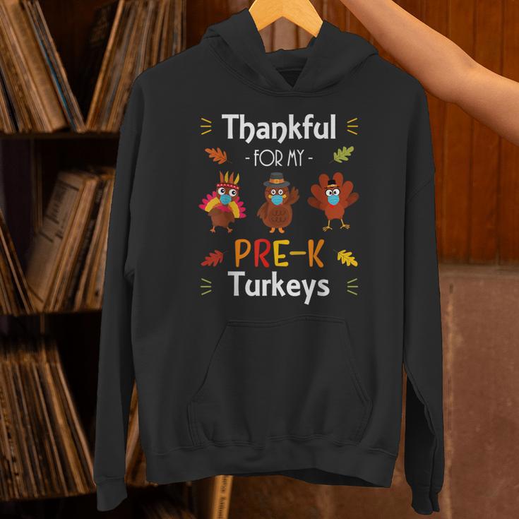 Thankful For My Prek Turkeys In Masks Thanksgiving Teacher For Men Women Unisex Hoodie, gift for family, gift for coworker