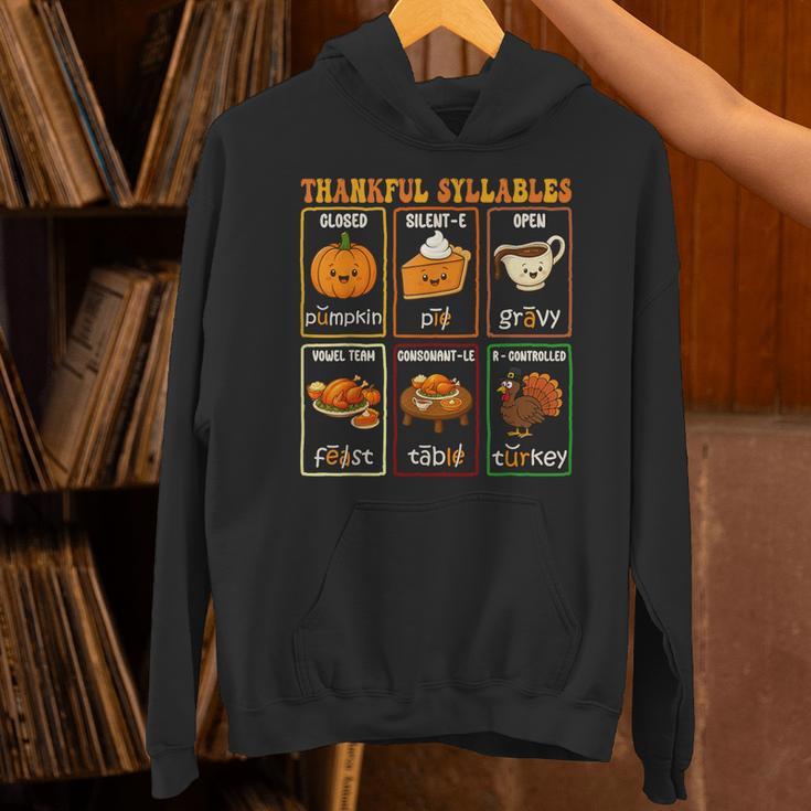 Thankful Syllables Thanksgiving Phonics Reading Teacher Fall Unisex Hoodie, gift for family, gift for coworker Thankful Syllables Thanksgiving Phonics Reading Teacher Fall Unisex Hoodie, gift for family, gift for coworker