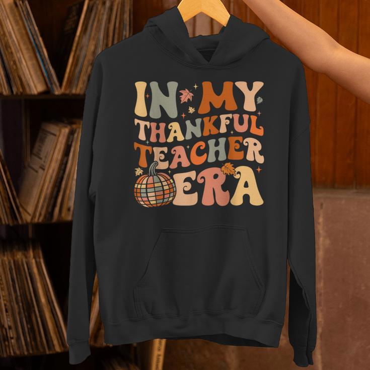 In My Thankful Teacher Era Cute Groovy Thanksgiving Teacher Unisex Hoodie, Groovy Teacher Hoodies, gift for family, gift for coworker