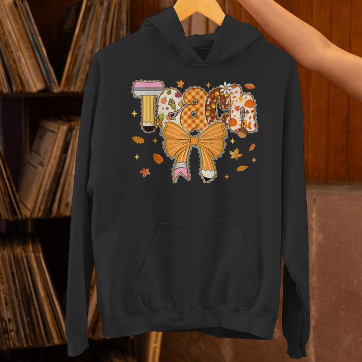 Thanksgiving Teacher Pencil Bow One Thankful Teacher Fall Unisex Hoodie, gift for family, gift for coworker