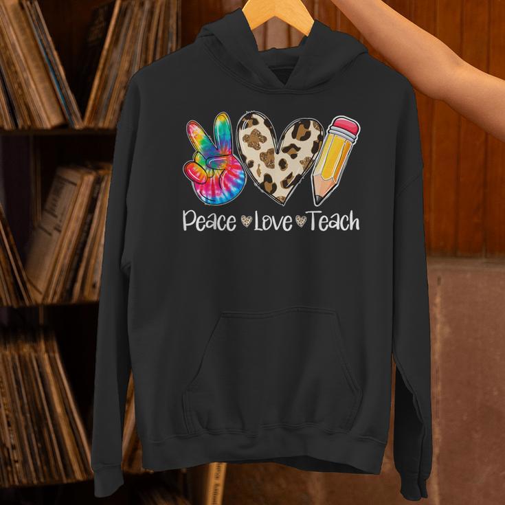 Tie Dye Hippie Peace Love Teach Teacher Appreciation Unisex Hoodie, gift for family, gift for coworker