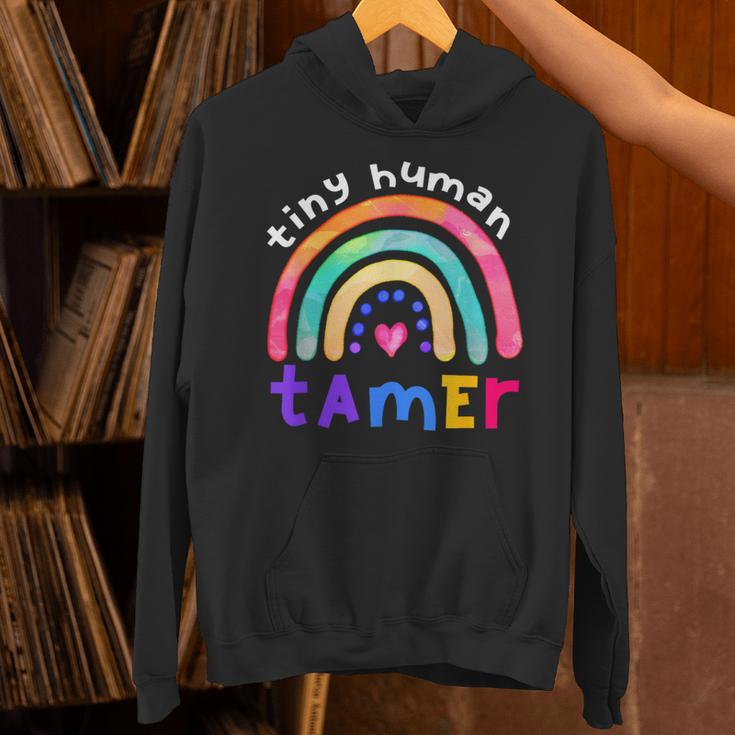 Tiny Human Tamer Watercolor Rainbow Daycare Teacher Unisex Hoodie, gift for family, gift for coworker Tiny Human Tamer Watercolor Rainbow Daycare Teacher Unisex Hoodie, gift for family, gift for coworker