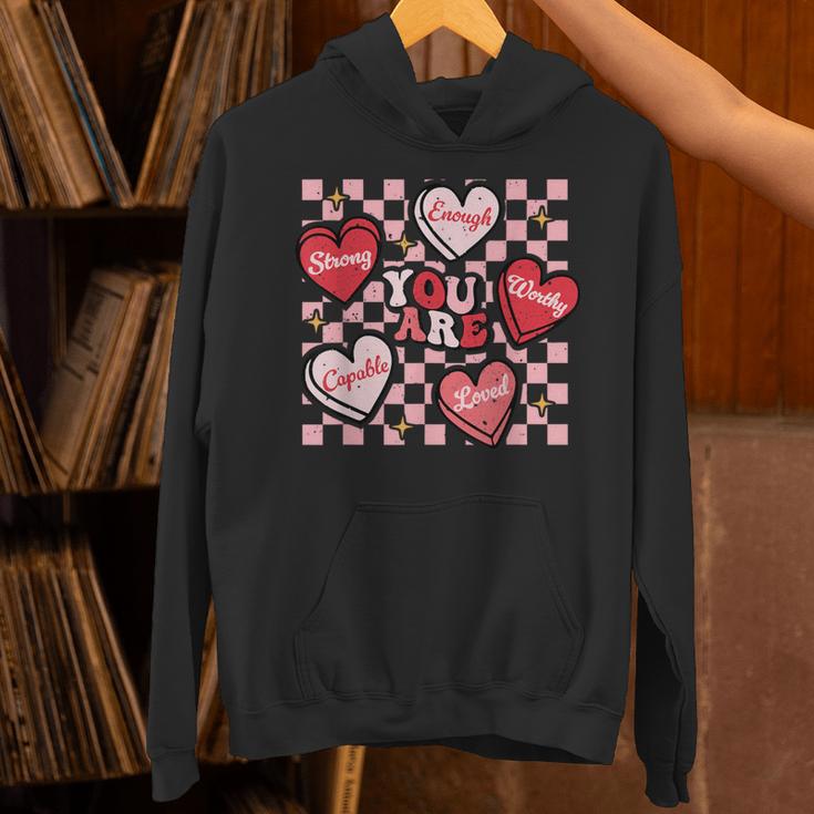 Valentine You Are Loved Worthy Enough Candy Heart Teacher For Men Women Girls Kids Unisex Hoodie, gift for family, gift for coworker