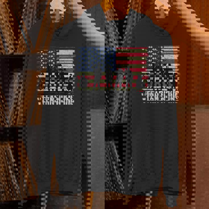 Veterans No Kings Vintage America Flag Veterans Hoodie