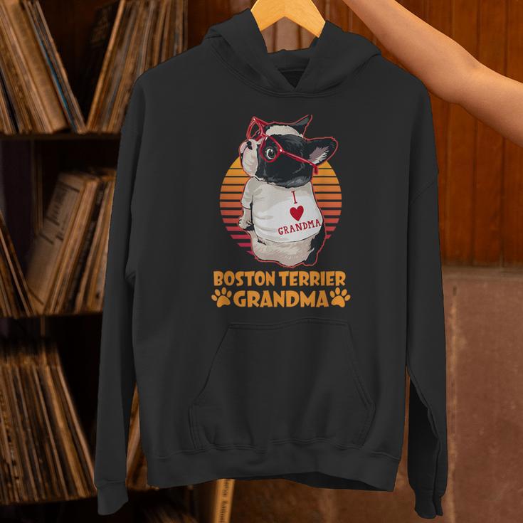 Vintage Boston Terrier Grandma Wear Sunglasses Dog Lover Men Women Girls Kids Unisex Hoodie, gift for family, gift for coworker