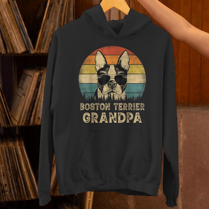 Vintage Boston Terrier Grandpa Dog Lovers Father's Day Unisex Hoodie, gift for family, gift for coworker