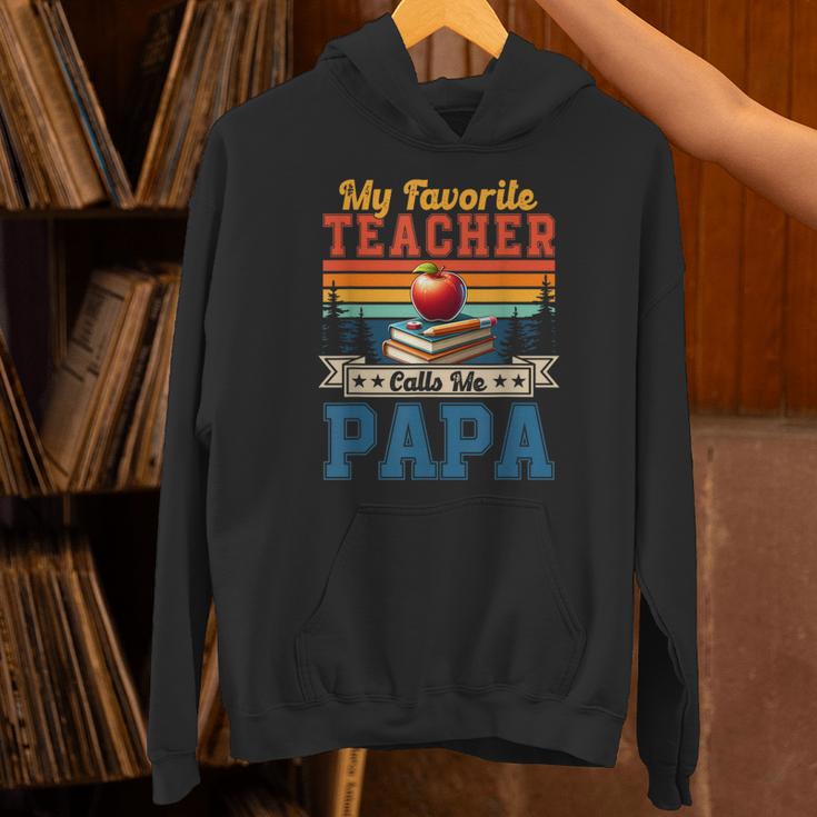 Vintage Retro My Favorite Teacher Calls Me Papa Father's Day Unisex Hoodie, gift for family, gift for coworker