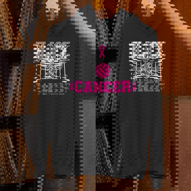 Volleyball Breast Cancer Awareness Block Out Cancer Pink Hoodie