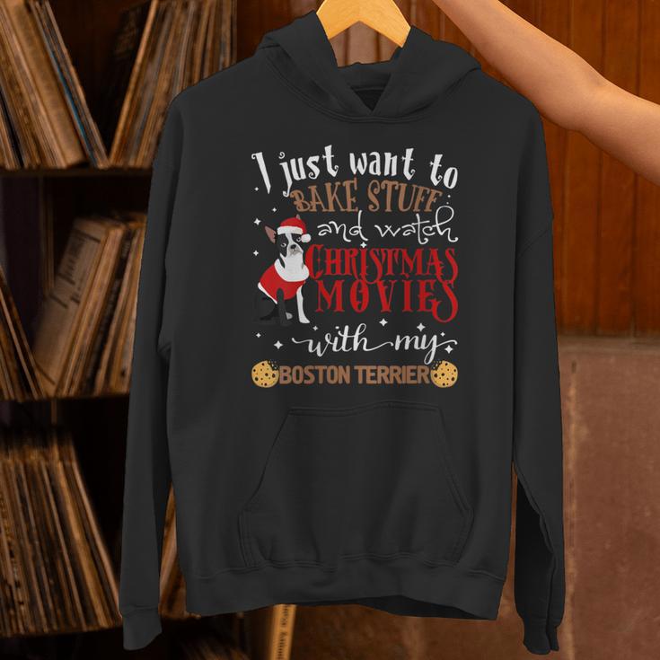 Watch Christmas Movies With My Boston Terrier Bostie Unisex Hoodie, Boston Terrier Christmas Hoodies, gift for family, gift for coworker