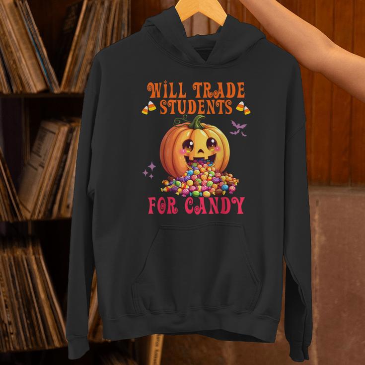 Will Trade Students For Candy Teacher Cute Halloween Pumpkin Unisex Hoodie, gift for family, gift for coworker Will Trade Students For Candy Teacher Cute Halloween Pumpkin Unisex Hoodie, gift for family, gift for coworker