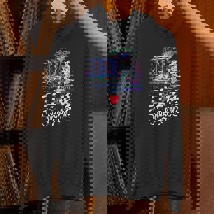 「I Loveingapore Citykyline」とマーライオンのデザイン。 パーカー