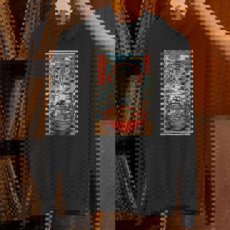 かわいい カワイイ ゲーマー猫 ラーメン ゲーム好き 猫好き向け 面白い デザイン レトロ 和風 日本 アニメ パーカー