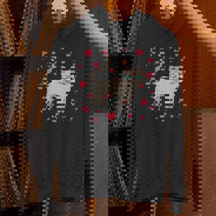 かわいいシャム猫プリント パーカー