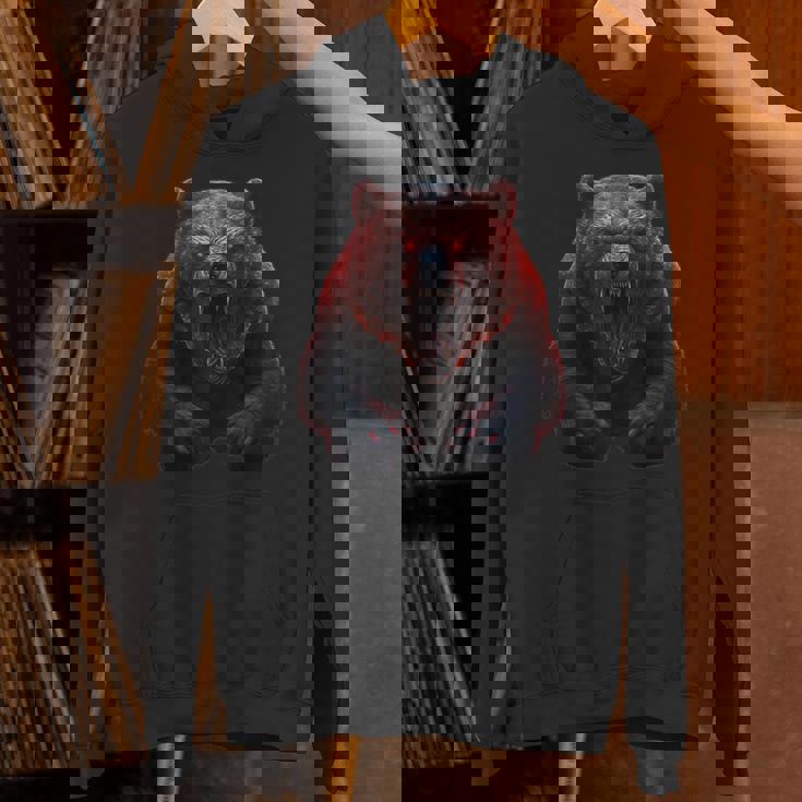 クマ、怒ったグリズリーベア、危険なホラーベア パーカー