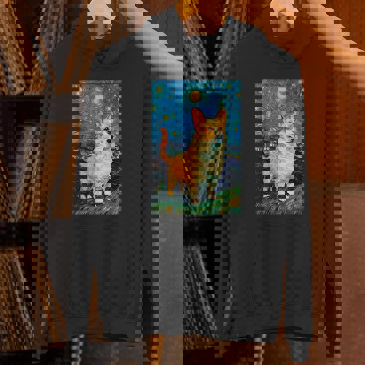 ゴッホ動物アート 動物愛好家のためのかわいいコーギー犬 パーカー