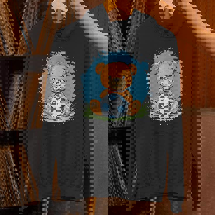 サッカーボール付きのかわいいテディベア パーカー