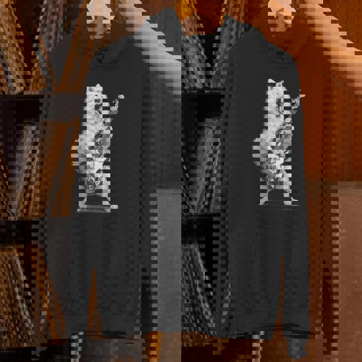 サモエド ギターを弾く ロックミュージック 犬好き パーカー