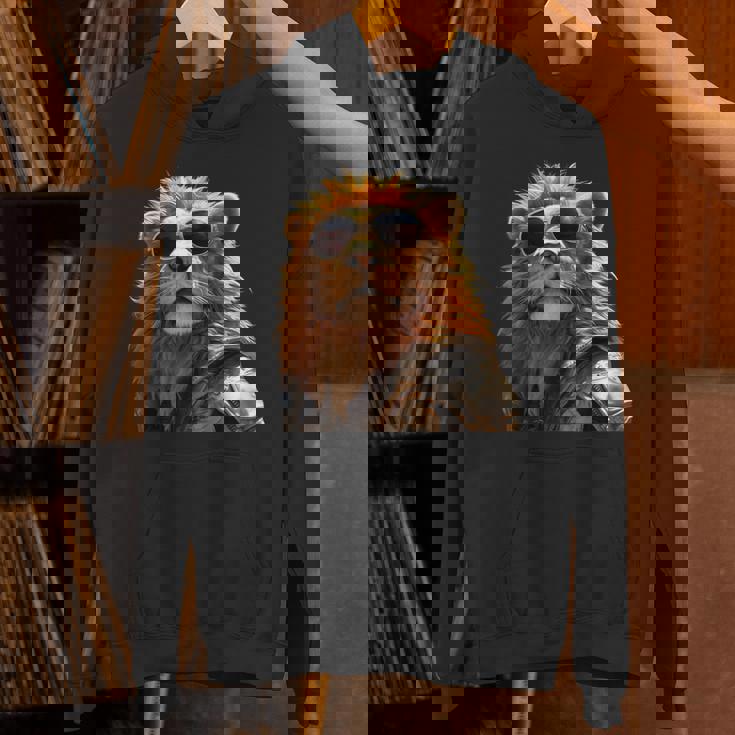 サングラスをかけたライオン 動物大好きライオン かわいいライオン パーカー