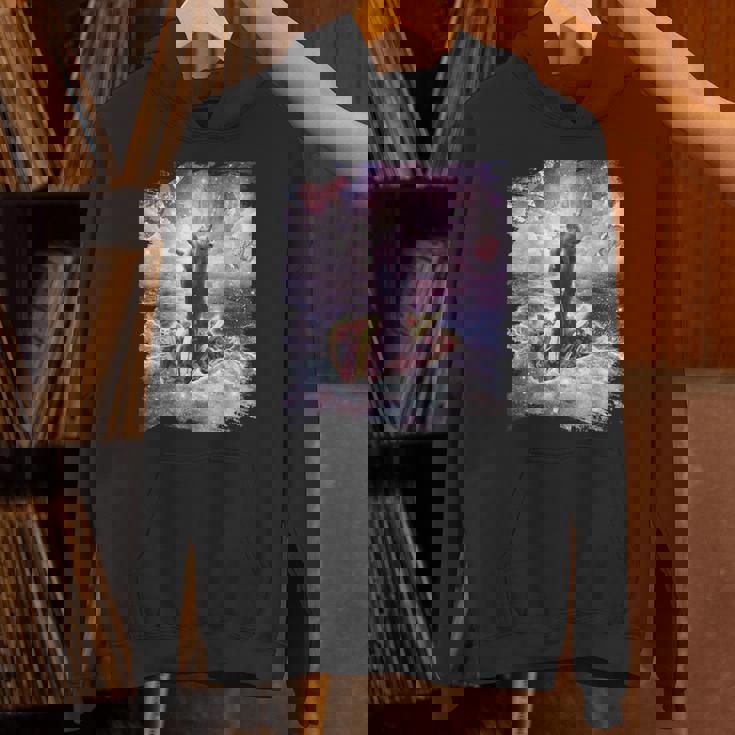 スペースキャットライディングアルパカユニコーン-ピザ＆タコス パーカー