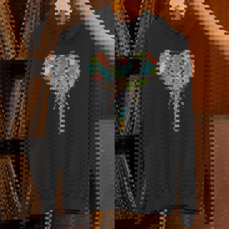 ゾウ I ワイルドライフ I カラフルなゾウ パーカー