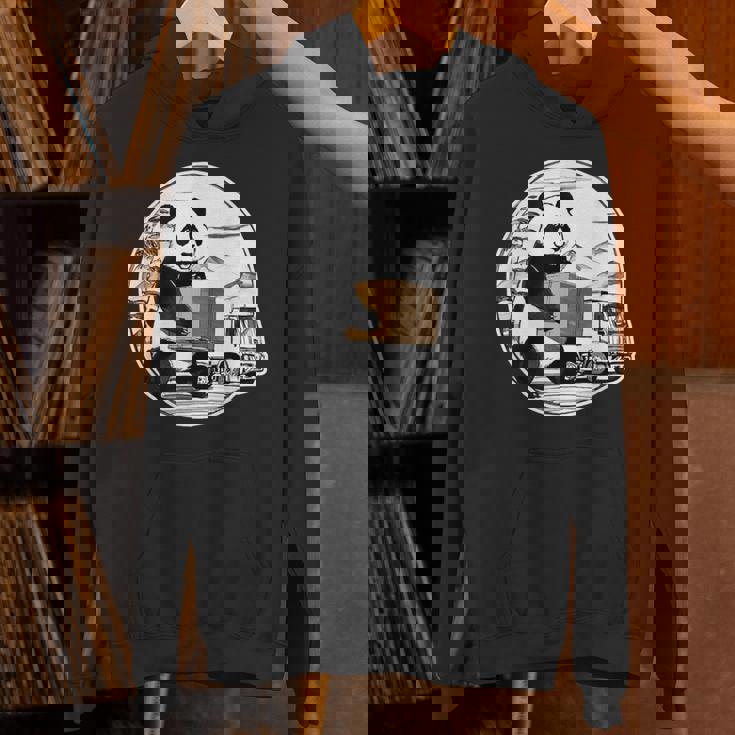 トラック運転手 パンダ 運送業 水墨画 和風 おもしろ 動物 パーカー