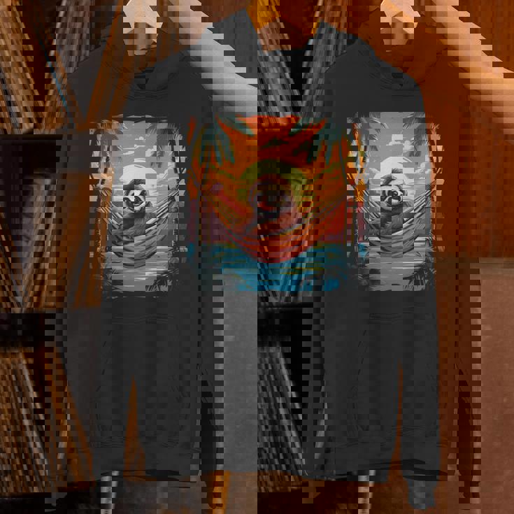 ナマケモノ ハンモック トロピカル サンセット リラクゼーション ヤシの木 平和 長袖tシャツ パーカー