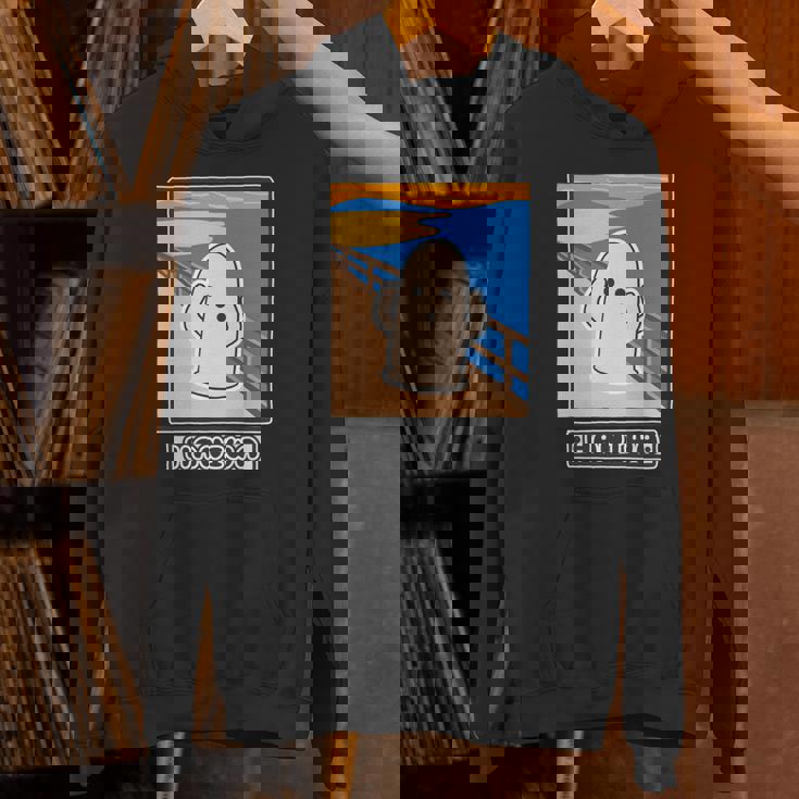 ハニワくん の ムンクの叫び 埴輪【ゆるフレンズ】名画 パロディ 歴史土器 キャラクター かわいい イラスト 面白い 長袖tシャツ パーカー