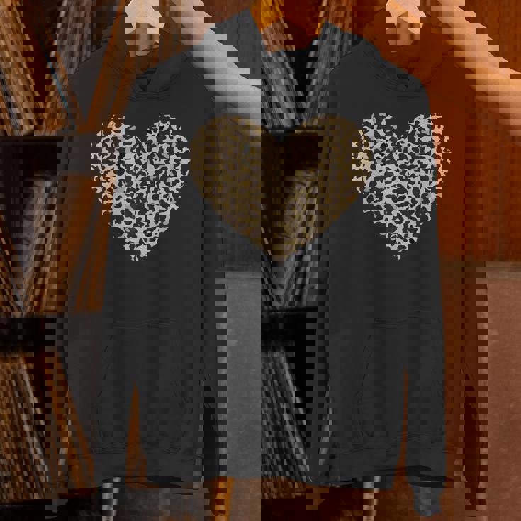 ヒョウ柄ハートソフトベージュ パーカー