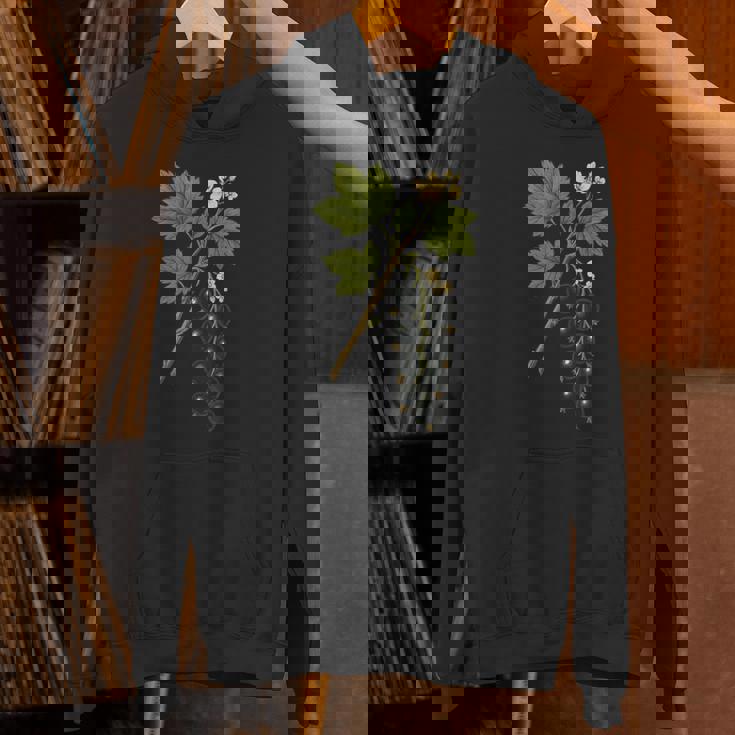 ビンテージボタニカルブラックカラント自然アートプリント パーカー