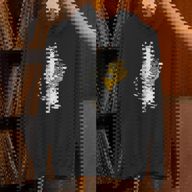 フレンチホルン音楽家オーケストラ音楽を奏でるクールな猫 パーカー