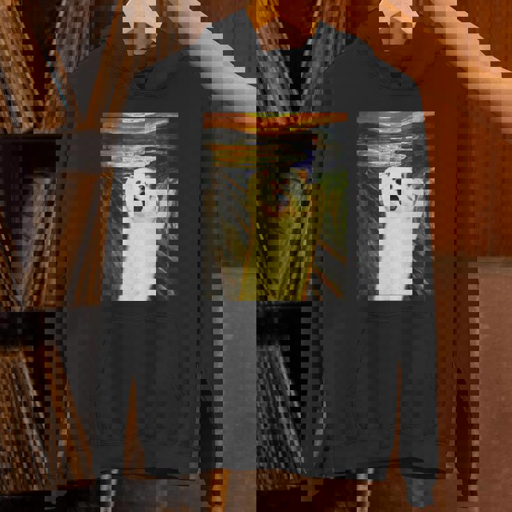 ポメラニアン 面白いtシャツ 犬 ムンクの叫び かわいい メンズ 子供 おもしろ 服 グッズ ネタ わんこ パーカー