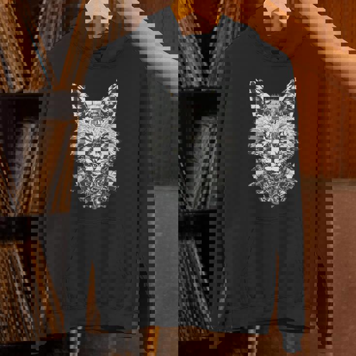 メカニカルきつね 近未来デザイン 長袖tシャツ パーカー