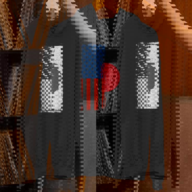 半日半 アメリカ国旗 日米ルーツ パーカー