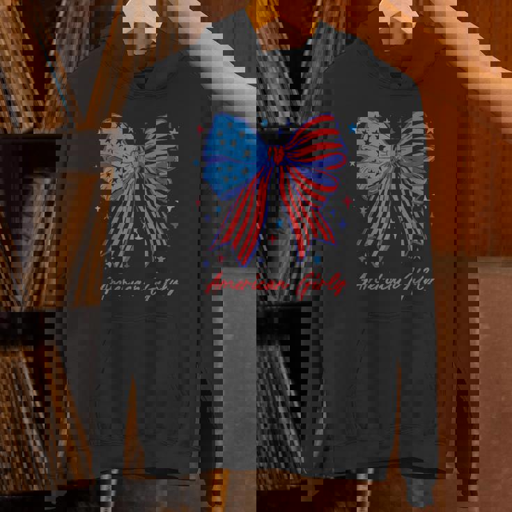 愛国的な弓 アメリカンガーリーシャツ 星条旗アート パーカー