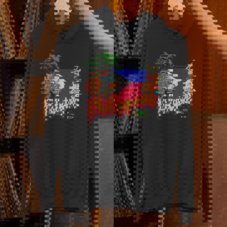 旗のヤシの木のお土産とフィリピンのヴィンテージメガネザル パーカー