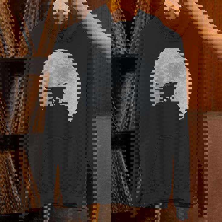 月と猫のシルエット ソマリ猫 パーカー